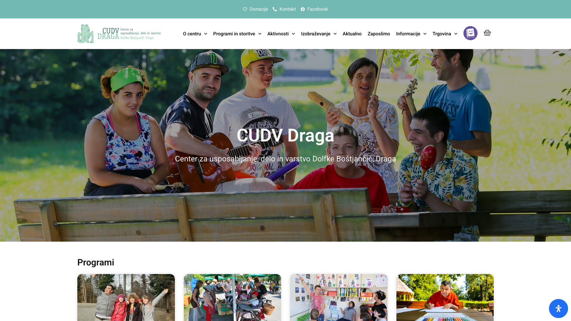 Screenshot of the Center DB website (WordPress).