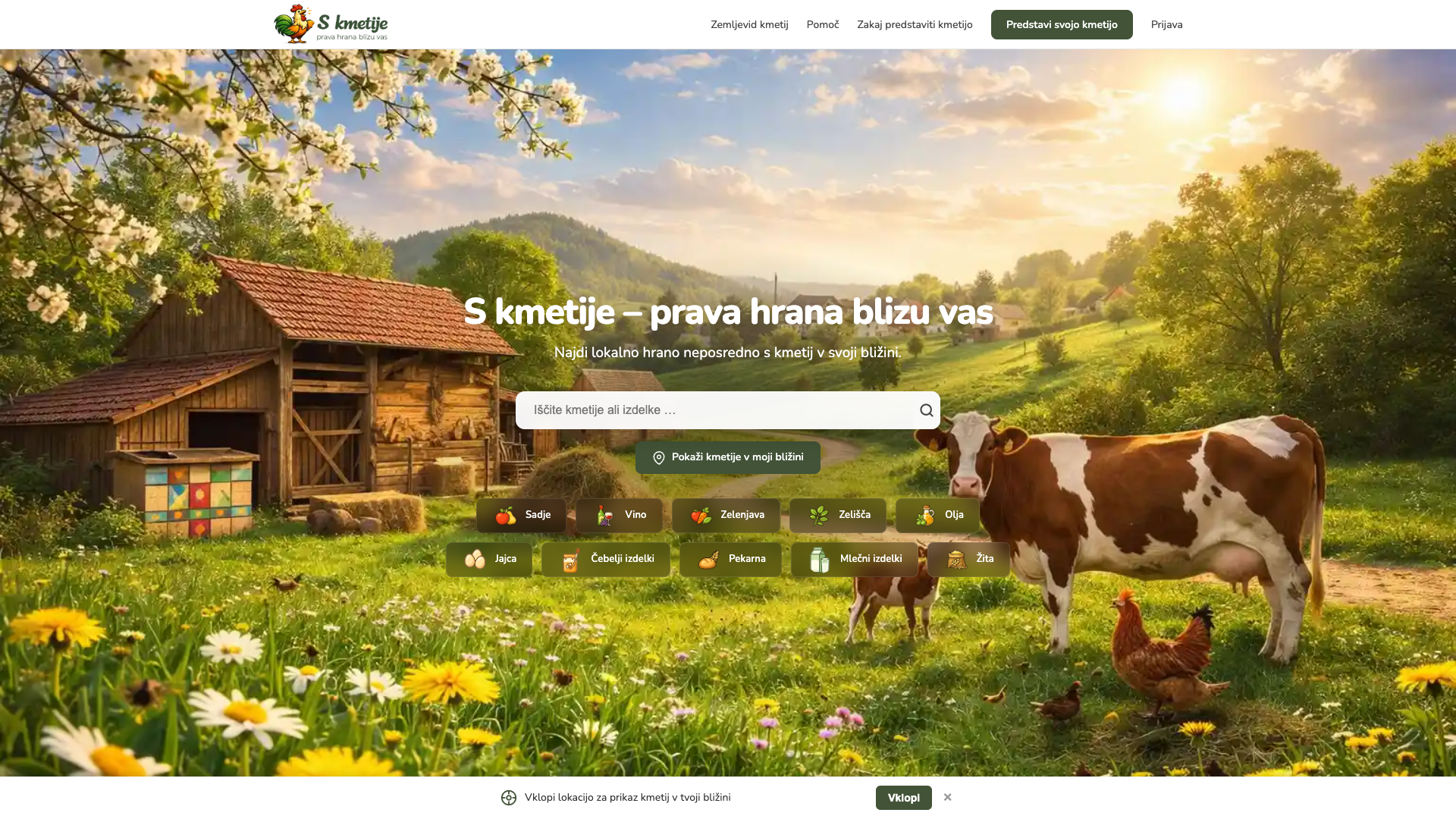 Screenshot of the S kmetije ecommerce store (WordPress and WooCommerce).